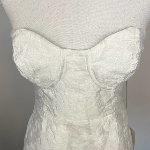 Lulu's From This Day Floral Jacquard Strapless Midi Dress In White Small New - Picture 4 of 16
